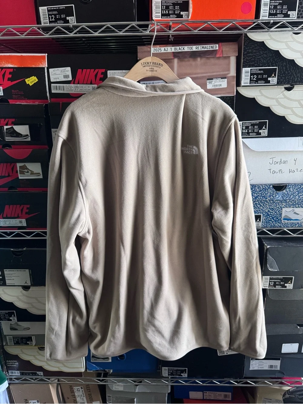 The North Face Men's Light Beige Quarter-Zip Fleece Pullover